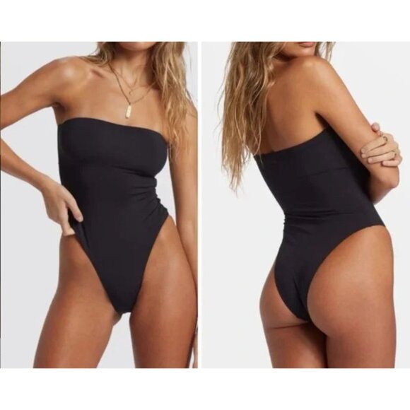 Billabong Sol Searcher Tully One-Piece Black Swimsuit Size XL Strapless High Cut - Picture 1 of 13